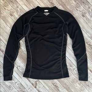 First Ascent Boys Compression Long Sleeve Top sz Medium Black Nylon Vented Sport